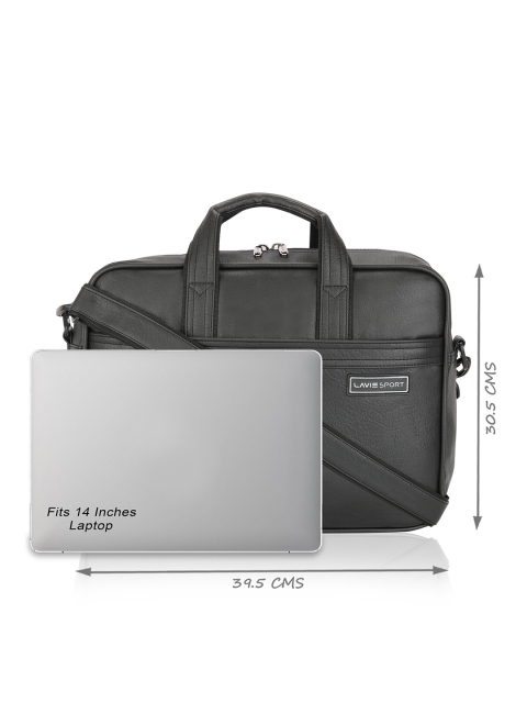 LAVIE SPORT Unisex Black Director Laptop Briefcase Bag - Image 6