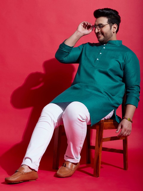 bigbanana Plus Size Mandarin Collar Long Sleeves Cotton Kurta - Image 7