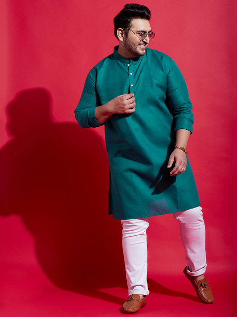bigbanana Plus Size Mandarin Collar Long Sleeves Cotton Kurta - Image 6