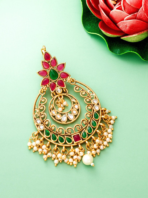 aadita Women Gold-Toned & Red Hair Accessory