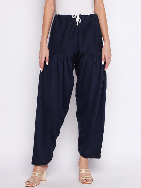 Clora Creation Women Navy Blue Solid Wool Loose-Fit Salwar