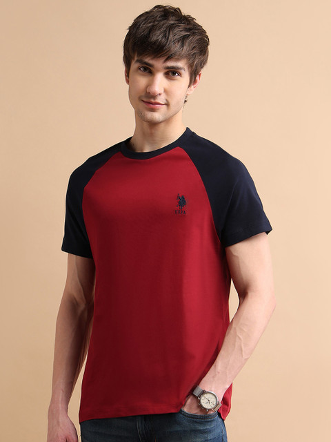 U.S. Polo Assn. Men Colourblocked Cotton T-shirt