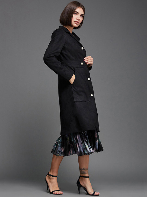 Miss Chase Women Black Lightweight Longline Overcoat - Image 3