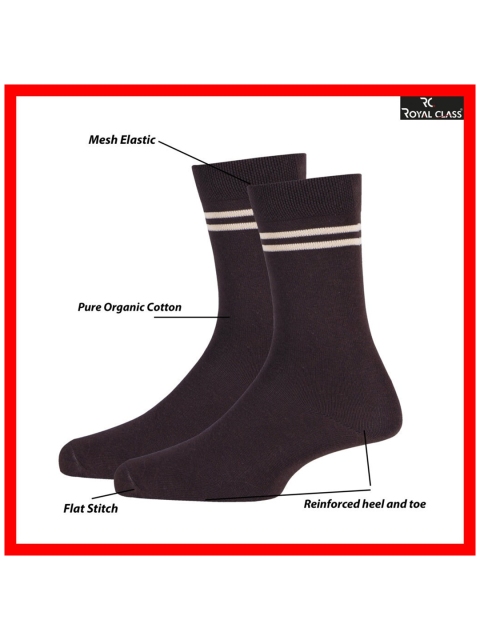 RC. ROYAL CLASS Kids Pack Of 4 Brown Striped Calf-Length Socks - Image 5