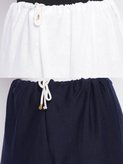 Clora Creation Women Pack Of 2 White & Navy Blue Woolen Cotton Salwars - Image 6