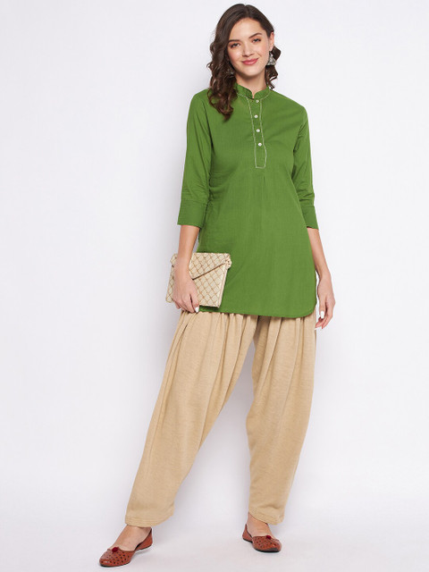 Clora Creation Women Pack Of 2 White & Beige Solid Woolen Salwars - Image 4