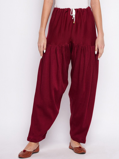 Clora Creation Women Pack Of 2 Maroon & Black Solid Woolen Salwars - Image 2