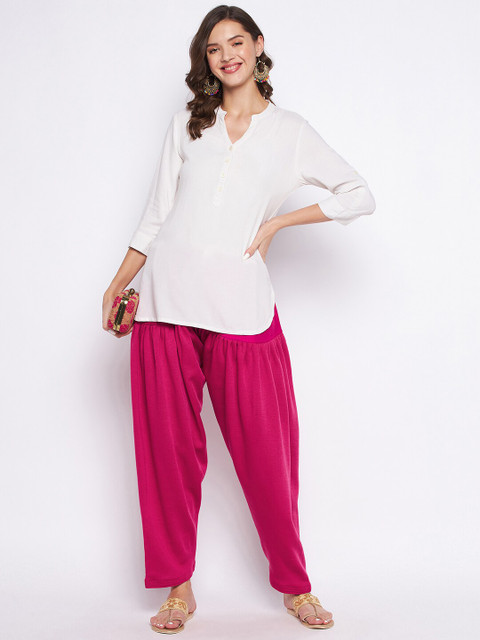 Clora Creation Women Pack Of 2 Grey & Magenta Solid Woolen Salwars - Image 5