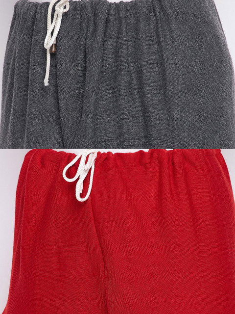 Clora Creation Women Pack Of 2 Grey & Red Solid Woolen Salwars - Image 6