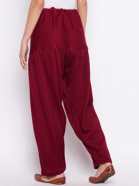 Clora Creation Women Pack Of 2 Magenta & Maroon Solid Woolen Salwars - Image 3