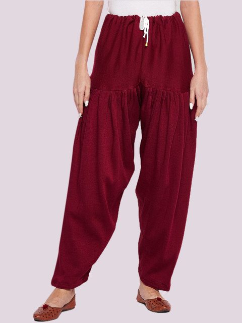 Clora Creation Women Pack Of 2 Magenta & Maroon Solid Woolen Salwars - Image 2