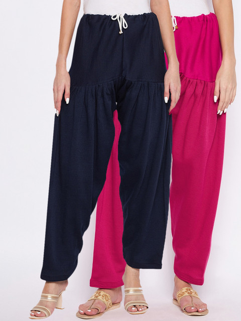 Clora Creation Women Pack Of 2 Magenta Pink & Navy Blue Solid Salwars