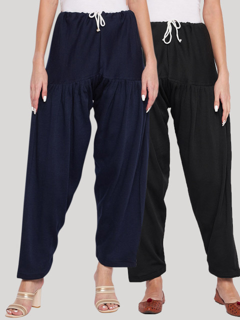 Clora Creation Women Pack Of 2 Navy Blue & Black Solid Salwar