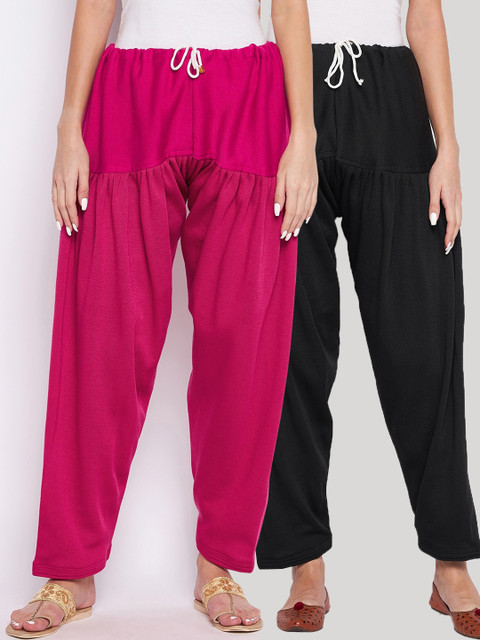 Clora Creation Women Pack Of 2 Magenta & Black Solid Salwar