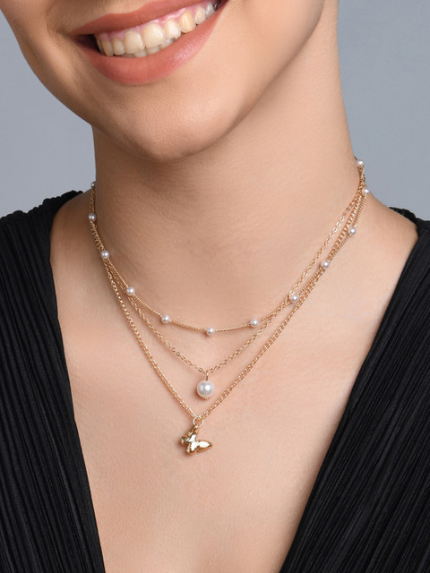 ToniQ White Gold-Plated Layered Necklace