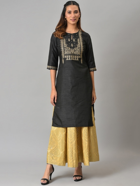 W Women Gold-Colored Printed Flared Maxi Skirts - Image 5