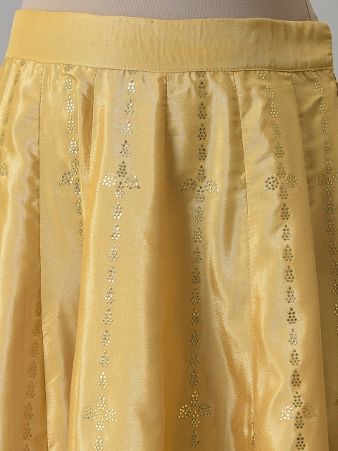 W Women Gold-Colored Printed Flared Maxi Skirts - Image 6