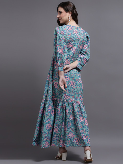 KALINI Floral Print Puff Sleeve Maxi Dress - Image 4