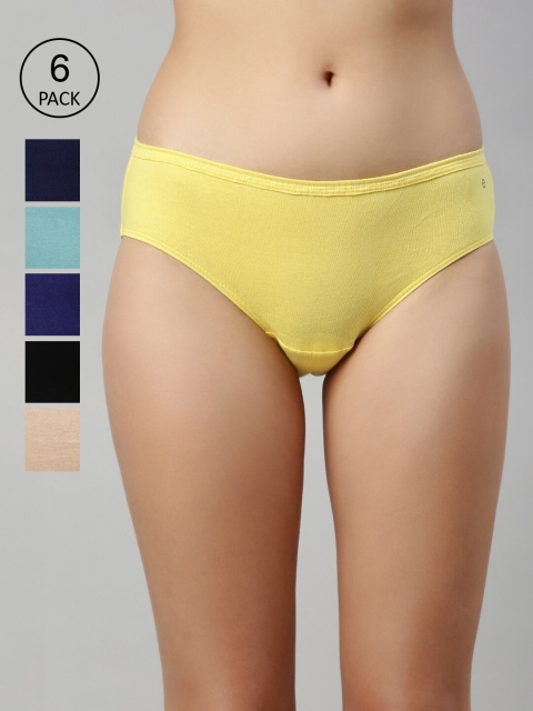 Enamor Women Pack Of 6 Cotton Anti-Microbial Hipster Briefs