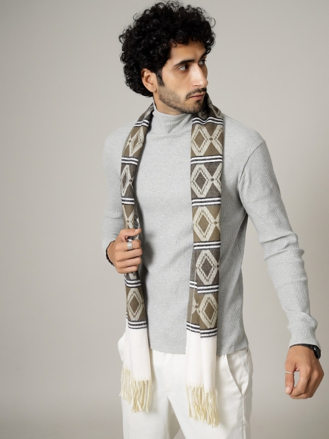 HANDICRAFT PALACE Men Green Patterned Wool Mufflers - Image 2