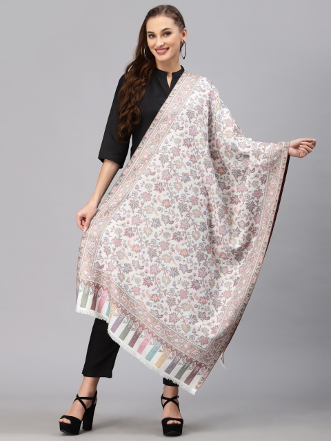 Style Quotient Women White & Pink Woven Design Shawl - Image 3