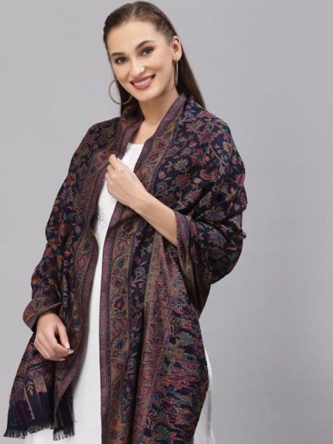 Style Quotient Women Blue & Pink Woven Design Shawl