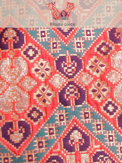 Anouk Pink & Gold-Toned Ethnic Motifs Silk Blend Dharmavaram Saree - Image 8