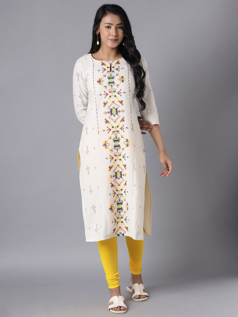 KEX Women Yellow Solid Churidar-Length Slim-Fit Cotton Leggings - Image 5