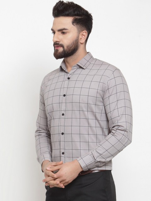 JAINISH Men Classic Regular Fit Checked Cotton Formal Shirt - Image 3