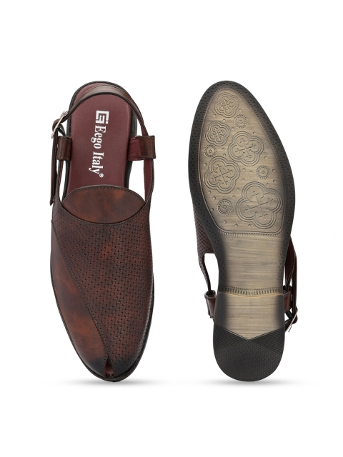 Eego Italy Men Brown Ethnic Comfort Buckle Sandals - Image 5
