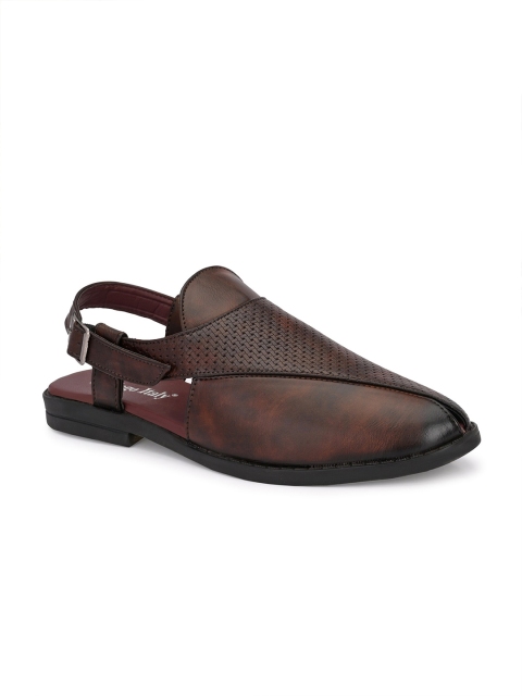 Eego Italy Men Brown Ethnic Comfort Buckle Sandals - Image 2