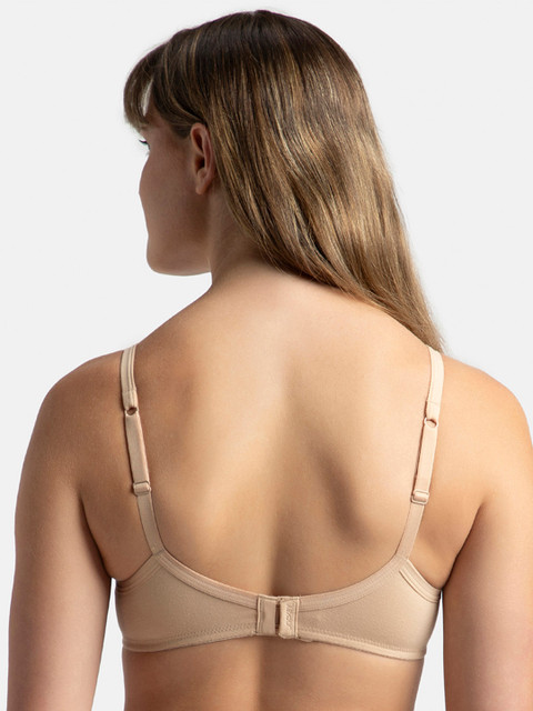 Jockey Wirefree Padded Plus Size Cotton Medium Coverage Tshirt Bra with Lace Styling -1723 - Image 3