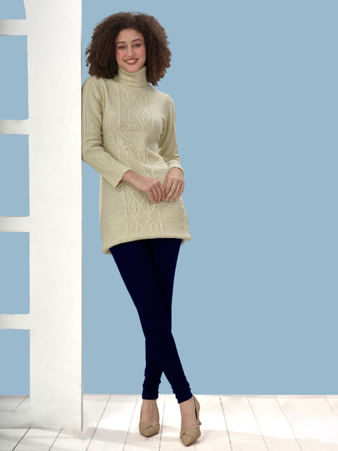 LYRA Women Blue Solid Ankle Length Winter Leggings