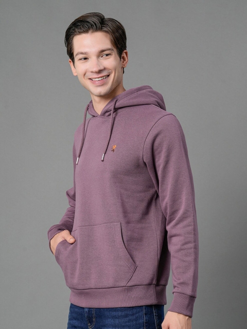 Red Tape Men Mauve Solid Hooded Sweatshirt - Image 5