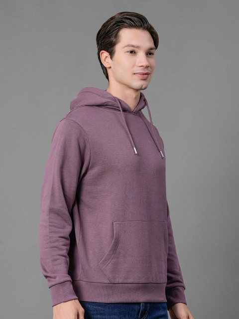 Red Tape Men Mauve Solid Hooded Sweatshirt - Image 4