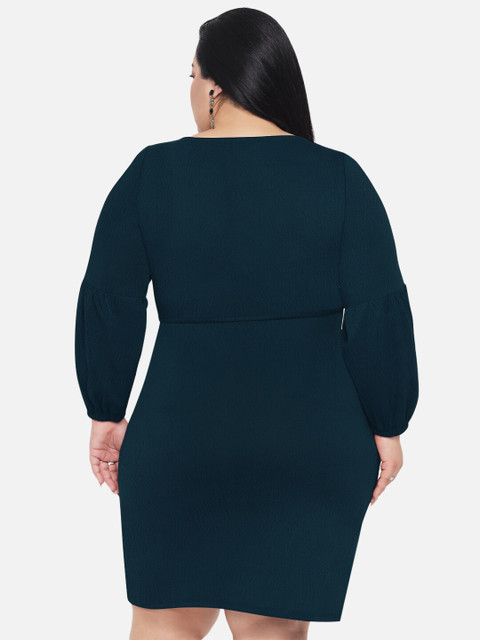 wild U Women Plus Size Blue Wrap Dress - Image 4