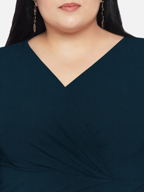 wild U Women Plus Size Blue Wrap Dress - Image 2