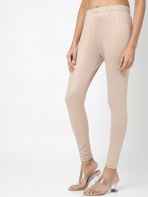 Ethnicity Women Cream Colored Solid Leggings - Image 3