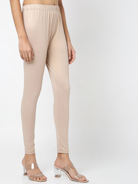 Ethnicity Women Cream Colored Solid Leggings - Image 2