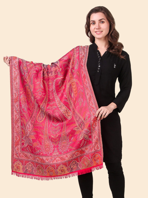 Anouk Women Sea Green & Purple Woven Design Stole