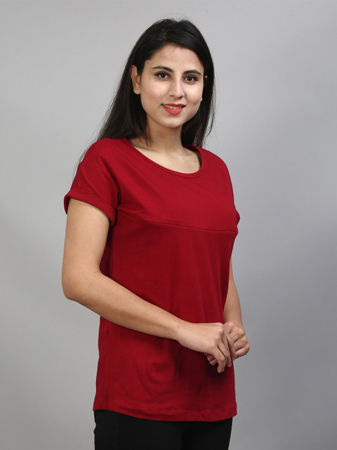 SillyBoom Women Maroon T-shirt