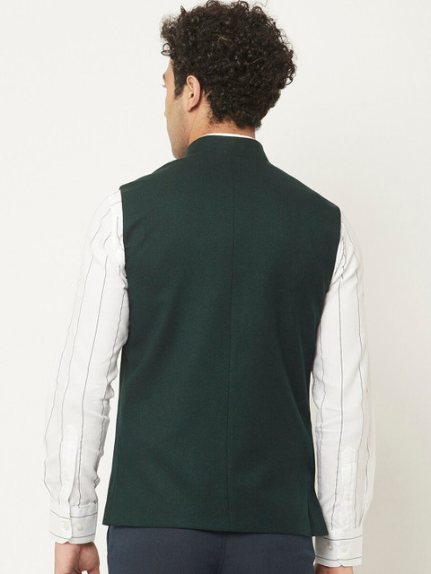 Crimsoune Club Men Green Solid Nehru Jacket - Image 5