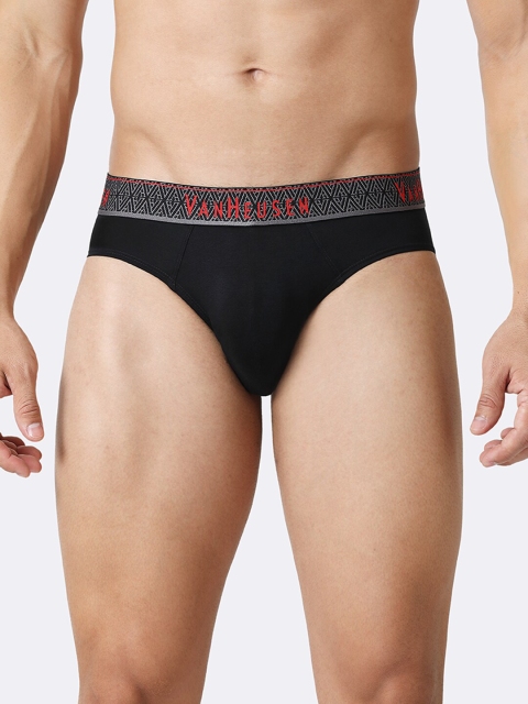 Van Heusen Innerwear Men Pure Black Solid Colour Fresh Ultra Soft Brief