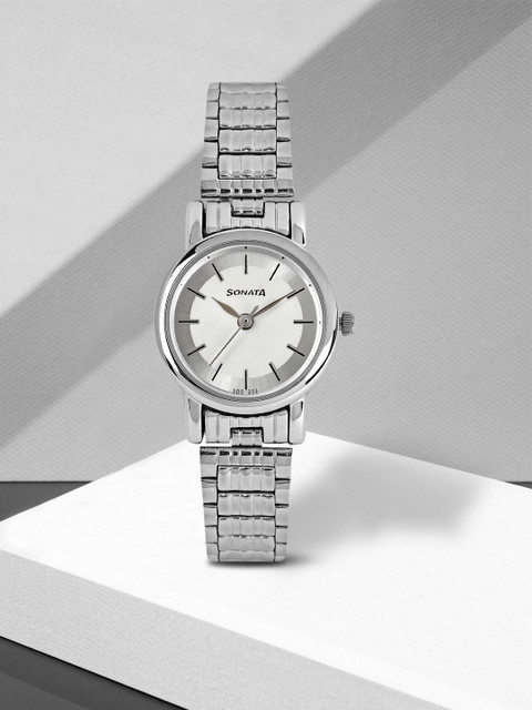 Sonata Quartz Analog With White Dial Watch For Women - Nt8976sm01w