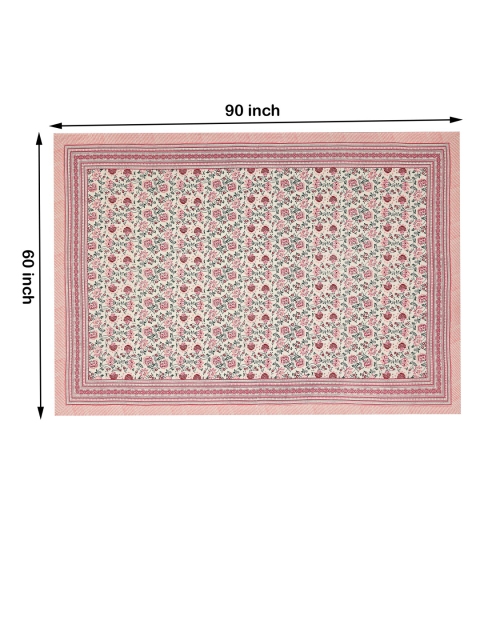 BLOCKS OF INDIA Pink Block Printed Pure Cotton 6-Seater Table Cloth - Image 5