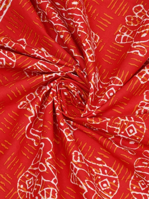 BLOCKS OF INDIA Red Elephant Printed Pure Cotton 6-Seater Table Cloth - Image 4
