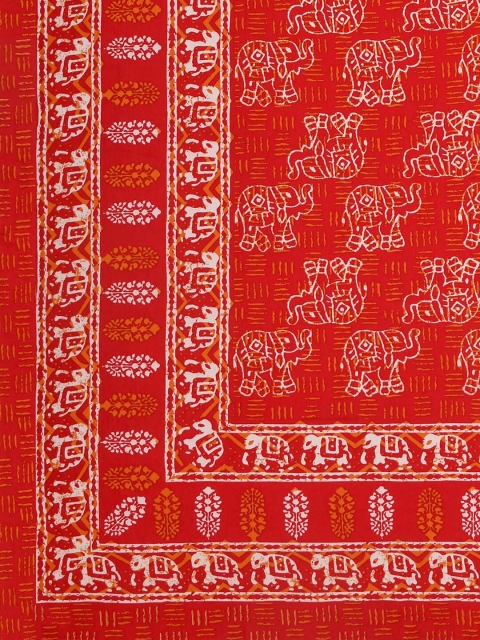 BLOCKS OF INDIA Red Elephant Printed Pure Cotton 6-Seater Table Cloth - Image 5