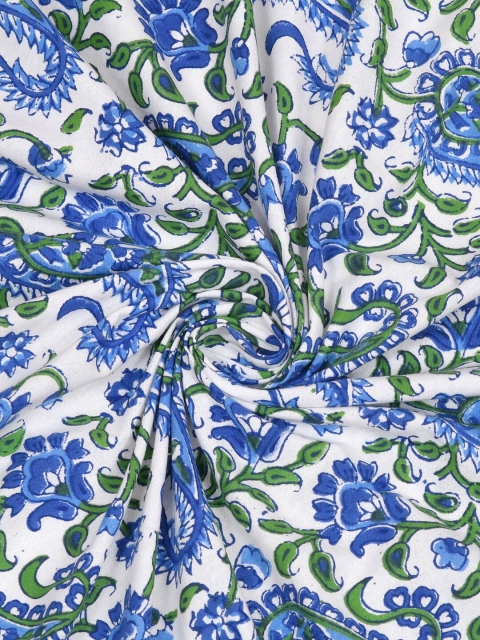 BLOCKS OF INDIA Blue & White Printed Pure Cotton Table Cloth - Image 4