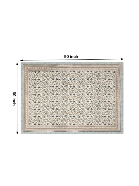 BLOCKS OF INDIA Grey Printed Cotton 6 Seater Table Cloth - Image 6