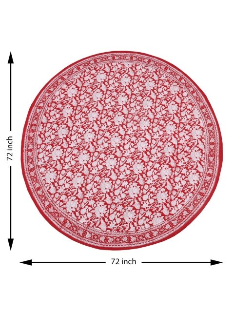 BLOCKS OF INDIA Red & White Printed Pure Cotton 4-Seater Table Cloth - Image 5